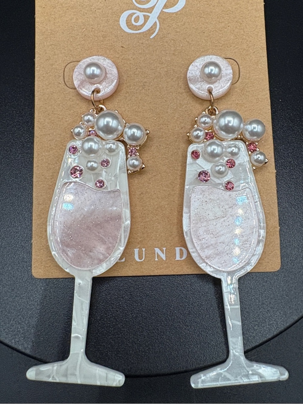 Plunder Design Elsa Earrings Bachelorette Bridal Shower Champagne Flute